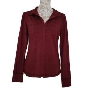 Prana Long Sleeve Collared Shirt Red L